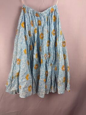 Lavand Blue Floral Skater Skirt Tulle Lined Fit Flare Cottagecore S